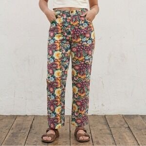 Lucy & Yak Addison Trousers Women W32/R Multi Color Floral Organic Cotton Twill